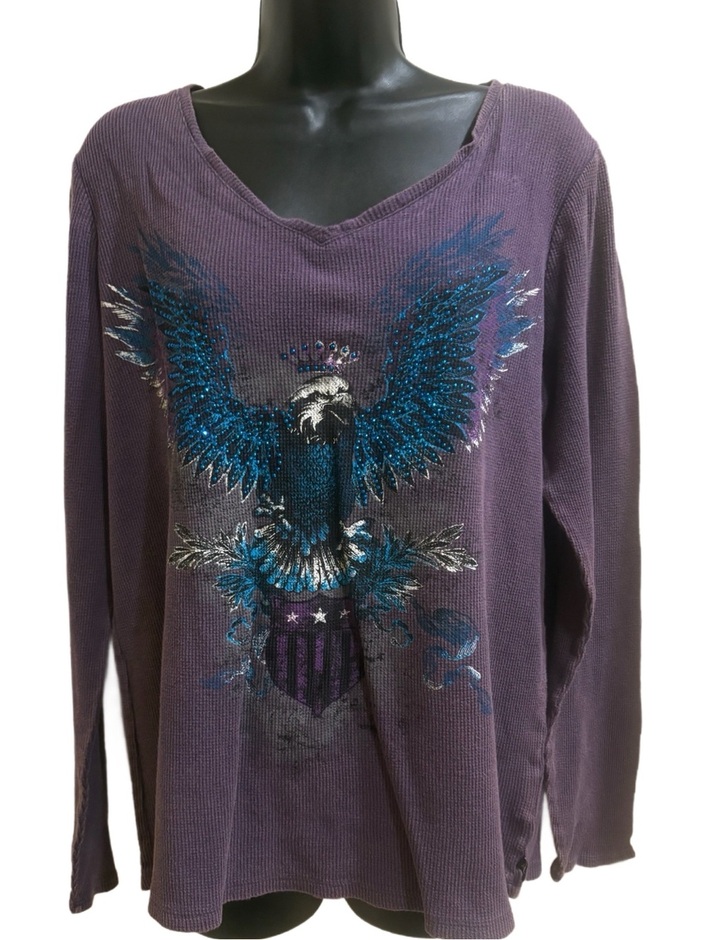 Women's Purple Eagle Graphic Long-Sleeve Top🩷